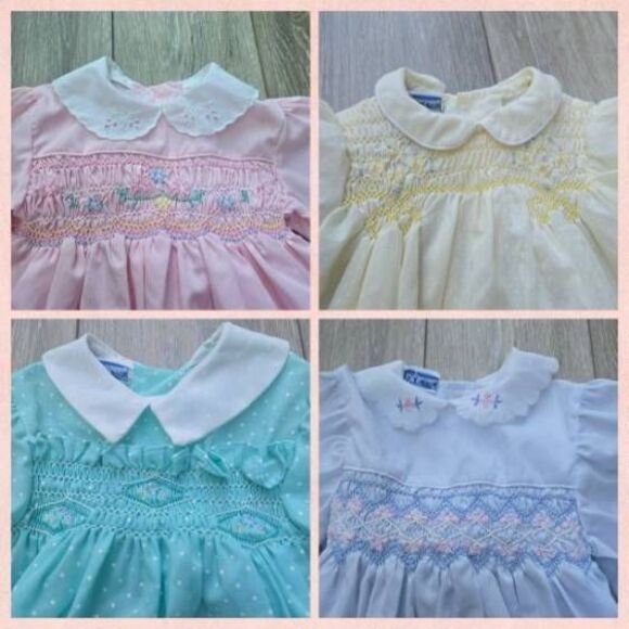 Vintage Polly Flinders smocked dresses 18mo to 2t sizing blue pink green yellow - Picture 1 of 16